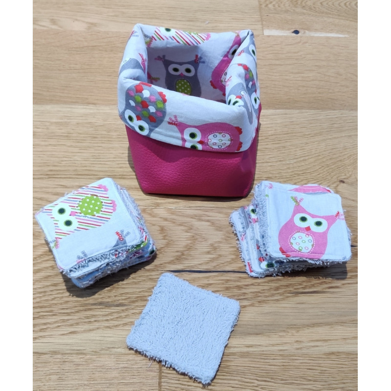 Lingettes lavables avec panier de rangement