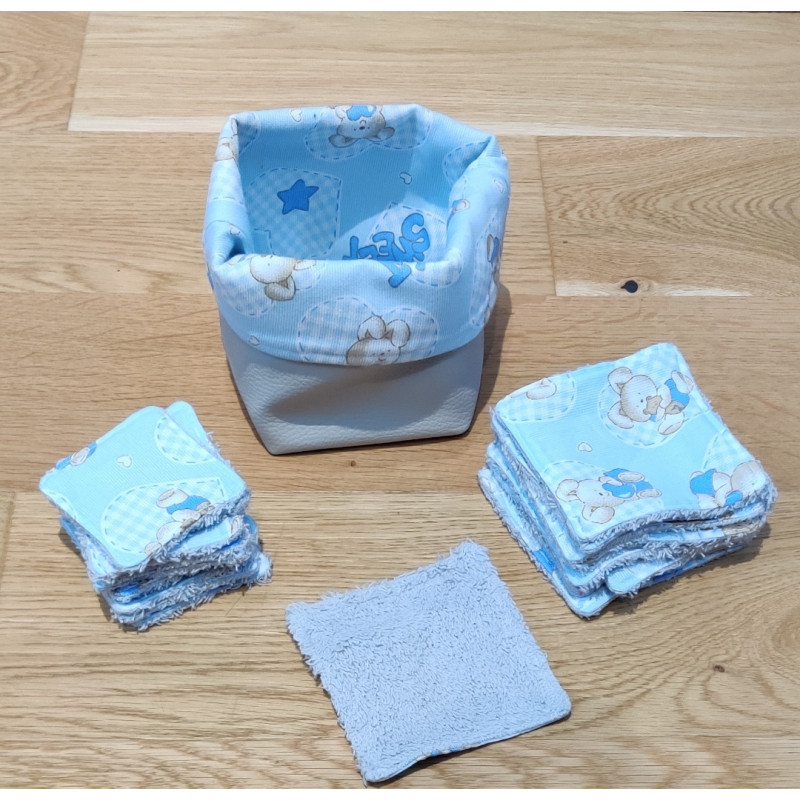 Lingettes lavables avec panier de rangement