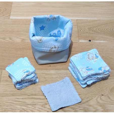 Lingettes lavables avec panier de rangement